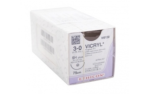 Викрил 3 0  W 9120 (75см,26мм,1 2) 12шт.