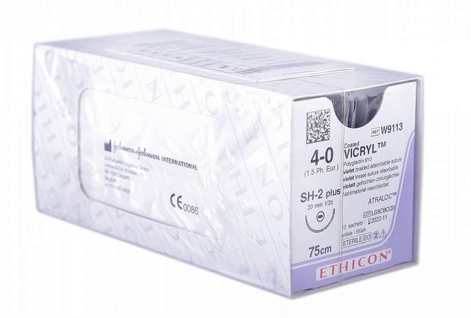 Викрил 4 0  W 9113 (75см,20мм,1 2) 12шт. SH-2 PLUS