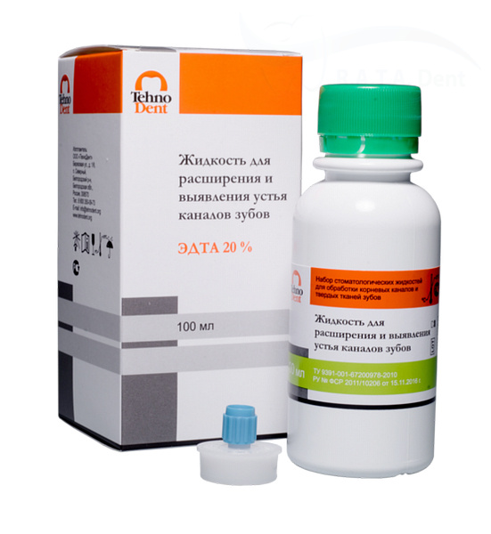 Жидкость ЭДТА  для выявления устья корневых каналов и их расширения(100 мл.)