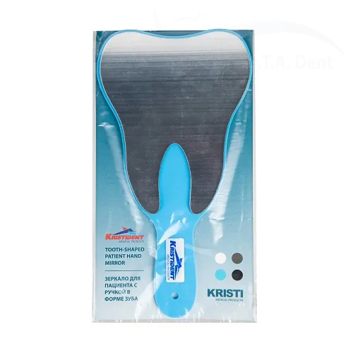 Зеркало пациента Кристидент в форме зуба 17Х14см (голубой)