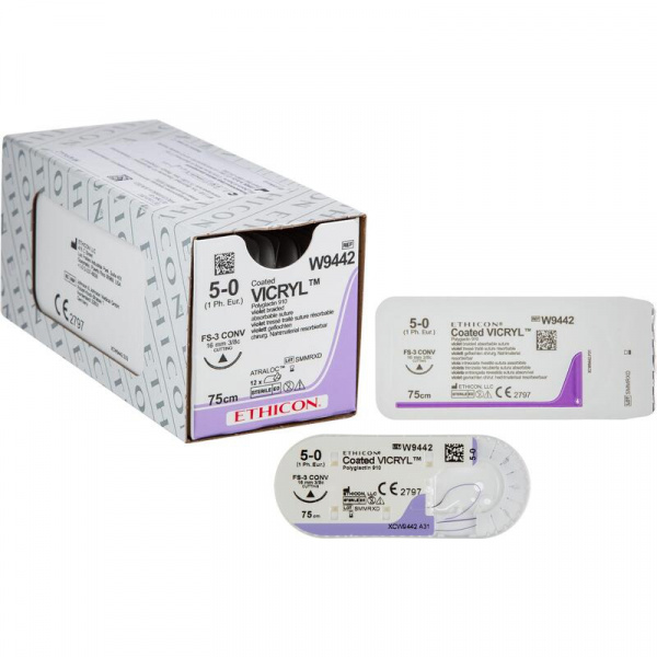 Викрил 5 0  W 9442 (75см,16мм) 12шт.